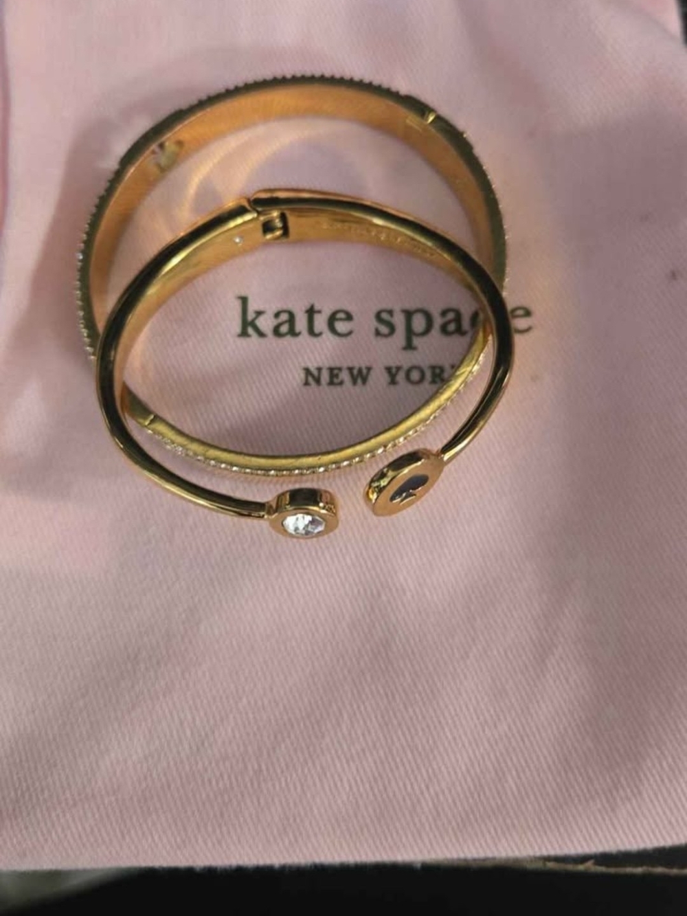 kate spade Gold Toned Crystal-Accent Open Bangle Bracelet Set